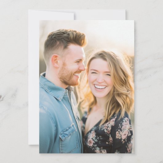 ロマンチック ネイビー フラワーフォト 招待状 (正面)