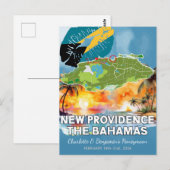 ロマンチック ハニームーン ニュー・プロビデンス バハマ 地図 ポストカード (正面/裏面)