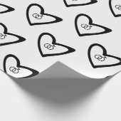 ロマンチック ハーツ リング ブラック パターン ウェディング ブライダル ラッピングペーパー (角)