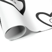 ロマンチック ハーツ リング ブラック パターン ウェディング ブライダル ラッピングペーパー (ロールコーナー)