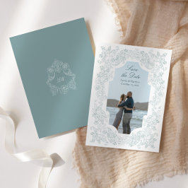 ロマンチック バロック ダスティーブルーの写真 セーブザデート