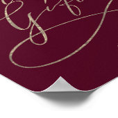 ロマンチック バーガンディー カリグラフィー カード & ギフト サイン (角)