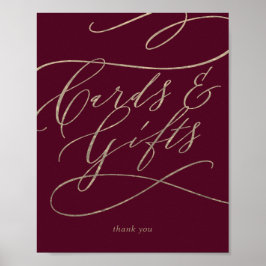 ロマンチック バーガンディー カリグラフィー カード＆ギフト サイン