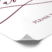 ロマンチック バーガンディ テキスト カリグラフィー ウェディング フェイバーズ ポスター (角)