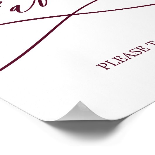 ロマンチック バーガンディ テキスト カリグラフィー ウェディング フェイバーズ ポスター (角)