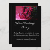 ロマンチック バーガンディ ワイン テイスティング パーティー ご招待 招待状 (正面/裏面)