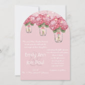 ロマンチック パステルピンク メイソンジャー ランタン ウェディング 招待状 (正面)