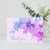 ロマンチック パープル ウォーターカラー フラワー 感謝カード (スタンド正面)