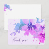 ロマンチック パープル ウォーターカラー フラワー 感謝カード (正面/裏面)