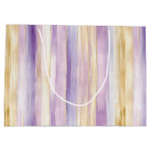 ロマンチック パープル クリーム アイリス ストライプ ブライダル シャワー ラージペーパーバッグ (裏面)