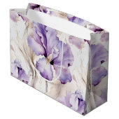 ロマンチック パープル クリーム アイリス フラワー ブライダル シャワー ラージペーパーバッグ (裏面アングル)