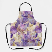 ロマンチック パープル ゴールド アイリス フラワー ブライダル シャワー エプロン (正面)