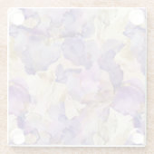 ロマンチック パープル ゴールド アイリス フラワー ブライダル シャワー ガラスコースター (裏面)