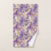 ロマンチック パープル ゴールド アイリス フラワー ブライダル シャワー バスタオルセット (ハンドタオル)