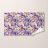 ロマンチック パープル ゴールド アイリス フラワー ブライダル シャワー バスタオルセット (ハンドタオル)