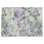ロマンチック パープル ラベンダー クリーム フラワー ウェディング ラージペーパーバッグ (正面)