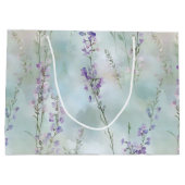 ロマンチック パープル ラベンダー フラワーズ ウェディング ラージペーパーバッグ (裏面)