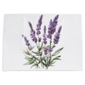 ロマンチック パープル ラベンダー フラワーブライダルシャワー ラージペーパーバッグ (正面)