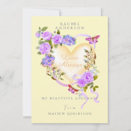 ロマンチック パープル ローズ イエロー バレンタイン カード