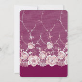 ロマンチック ピンクレース フラワー ウェディング 招待状 (裏面)