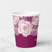 ロマンチック ピンクレース フラワー ウェディング 紙コップ (右)