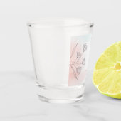 ロマンチック ピンク ウォーターカラー フラワーズ エレガント パーティー ショットグラス (左)