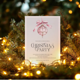 ロマンチック ピンク オーナメント クリスマス パーティー 招待状