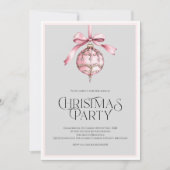 ロマンチック ピンク オーナメント クリスマス パーティー 招待状 (正面)