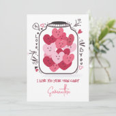 ロマンチック ピンク ハート キャンディー ガラス瓶 バレンタイン シーズンカード (スタンド正面)