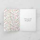 ロマンチック ピンク ハート ローズ ペタル バレンタインデー カード (内部)