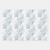 ロマンチック ピンク ブルー フラワーズ ブライダル シャワー ラッピングペーパーシート (正面)