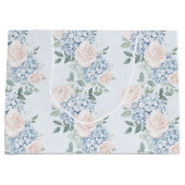 ロマンチック ピンク ブルー フラワーズ ブライダル シャワー ラージペーパーバッグ (正面)