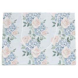 ロマンチック ピンク ブルー フラワーズ ブライダル シャワー ラージペーパーバッグ