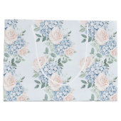 ロマンチック ピンク ブルー フラワーズ ブライダル シャワー ラージペーパーバッグ (裏面)