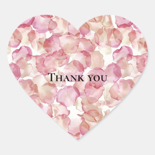 ロマンチック ピンク ローズ ペタル フラワーブライダルシャワー ハートシール (正面)