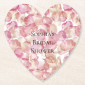 ロマンチック ピンク ローズ ペタル フラワーブライダルシャワー ペーパーコースター (正面)