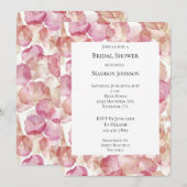 ロマンチック ピンク ローズ ペタル フラワーブライダルシャワー 招待状 (正面/裏面)