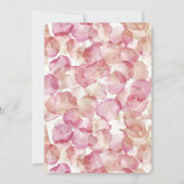 ロマンチック ピンク ローズ ペタル フラワーブライダルシャワー 招待状 (裏面)