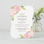 ロマンチック ピンク 牡丹 ウェディング 招待状 (スタンド正面)