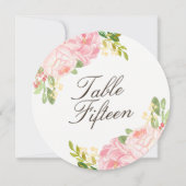 ロマンチック ピンク 牡丹 ラウンド テーブル ナンバー カード (正面)