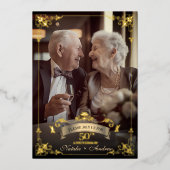 ロマンチック フォト ゴールデン 50周年記念セレブレーション 箔招待状 (正面)