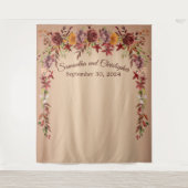 ロマンチック フラワーズ オータム ウェディング フォトブース 背景 タペストリー (正面)