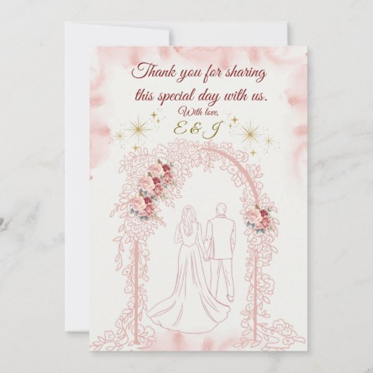 ロマンチック フラワー ウェディング インビテーション | ブラッシュ&ゴールド ローズ (裏面)