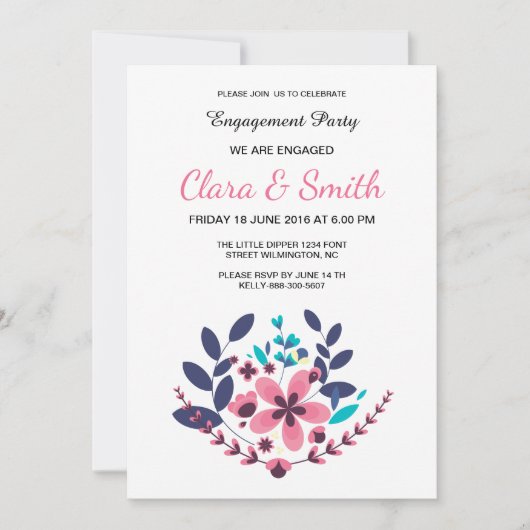 ロマンチック フラワー ウェディング 婚約 カード (正面)