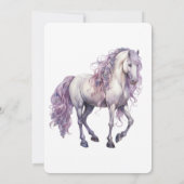 ロマンチック フラワー ラベンダー 白馬 誕生日 招待状 (裏面)