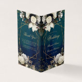 ロマンチック フラワー リース ウェディング フォルド プログラム カード (外部)