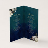 ロマンチック フラワー リース ウェディング フォルド プログラム カード (内部)