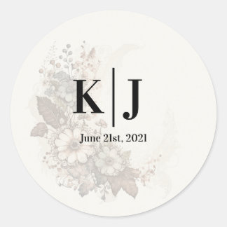 ロマンチック フローラルレース モノグラムステッカー ラウンドシール