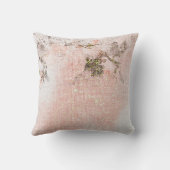 ロマンチック フローラル ブラッシュピンク モノグラム カリグラフィー クッション (裏面)