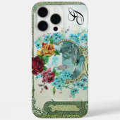 ロマンチック フローラル モノグラム ローズと空飛ぶ鳥 Case-Mate iPhoneケース (裏面)